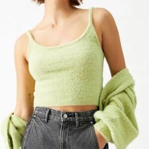 Green fuzzy tank top